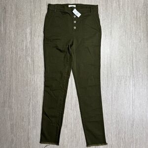 Ann Taylor Loft Pants Size 4T NEW Army Green Button Fly Skinny Stretch Denim
